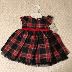 Carter’s, Christmas plaid Red & Black Baby Dress, Size 6 Months